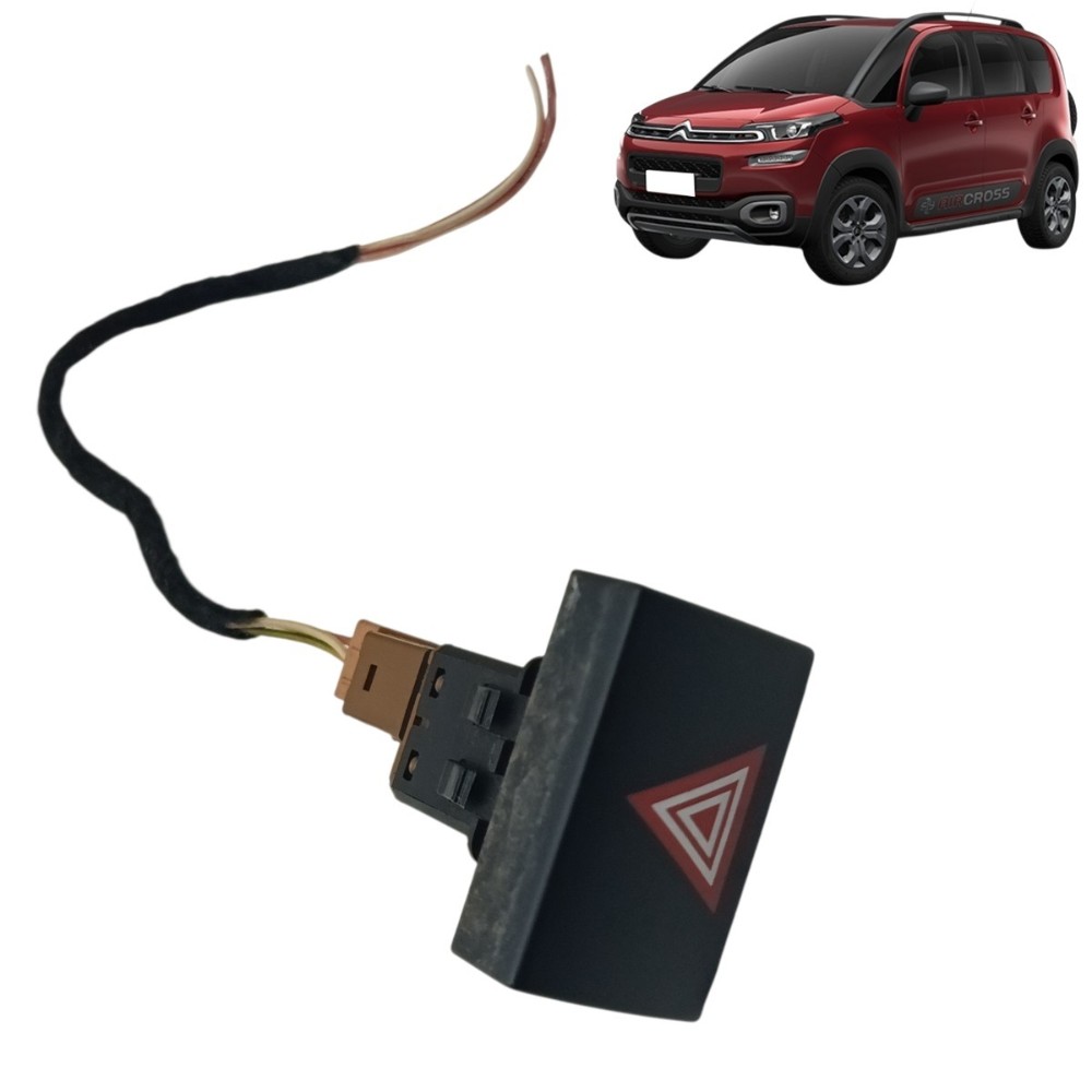 Botão Pisca Alerta Painel Citroen Aircross 2017 2018 Preto