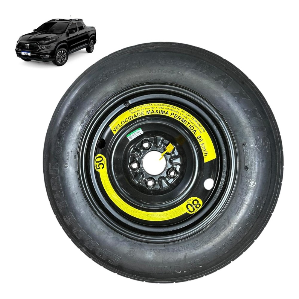Roda estepe fino aro 16 pneu 155 90 Fiat Toro 2.0 2025 5×110 1
