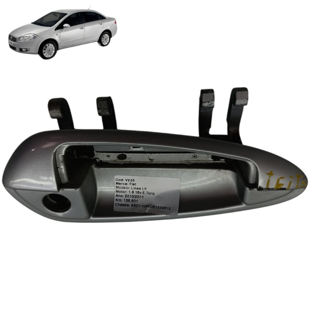 Suporte Maçaneta Externa Dianteira Direita Fiat Linea 2011 Prata Dianteira 1