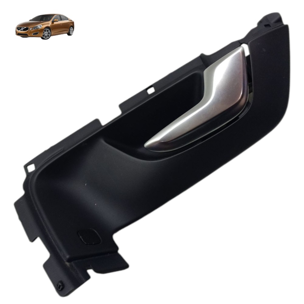 Maçaneta Interna Porta Traseira Direita Volvo S60 2011 2012 Preto E Prateado Traseira 1