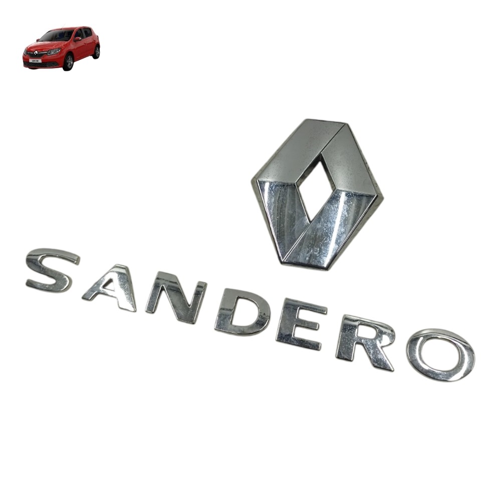 Emblema Nome Tampa Traseira Renault Sandero 2016 2017 2018 Prata 1
