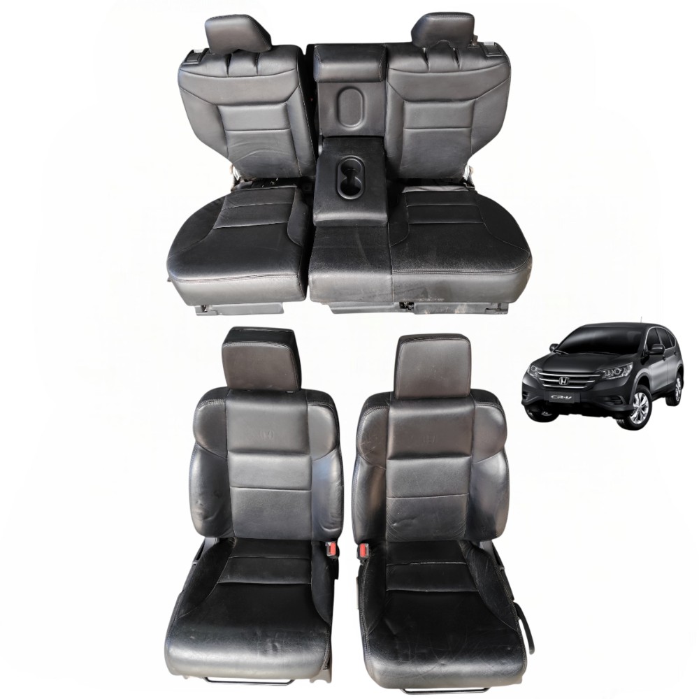 Jogo Banco Couro Honda Crv 2017 2016 2015 2014 2013 2012 Preto 1