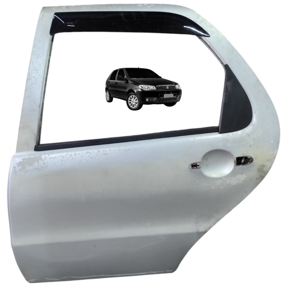 Porta Traseira Esquerda Fiat Palio 2011 2010 2009 08 Detalhe Traseira Esquerdo Prata 1