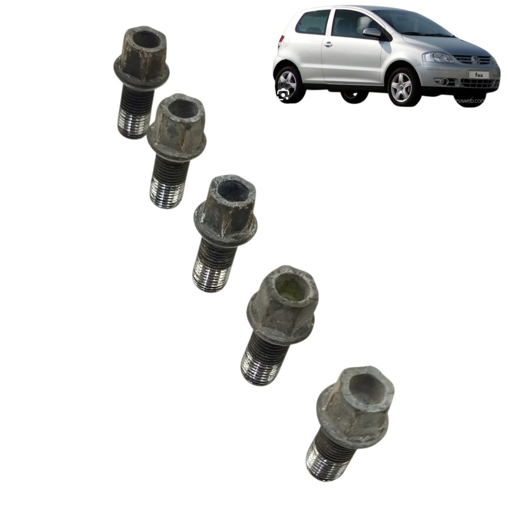 Jogo 5 parafuso roda chave 17 vw fox 2003 até 2008