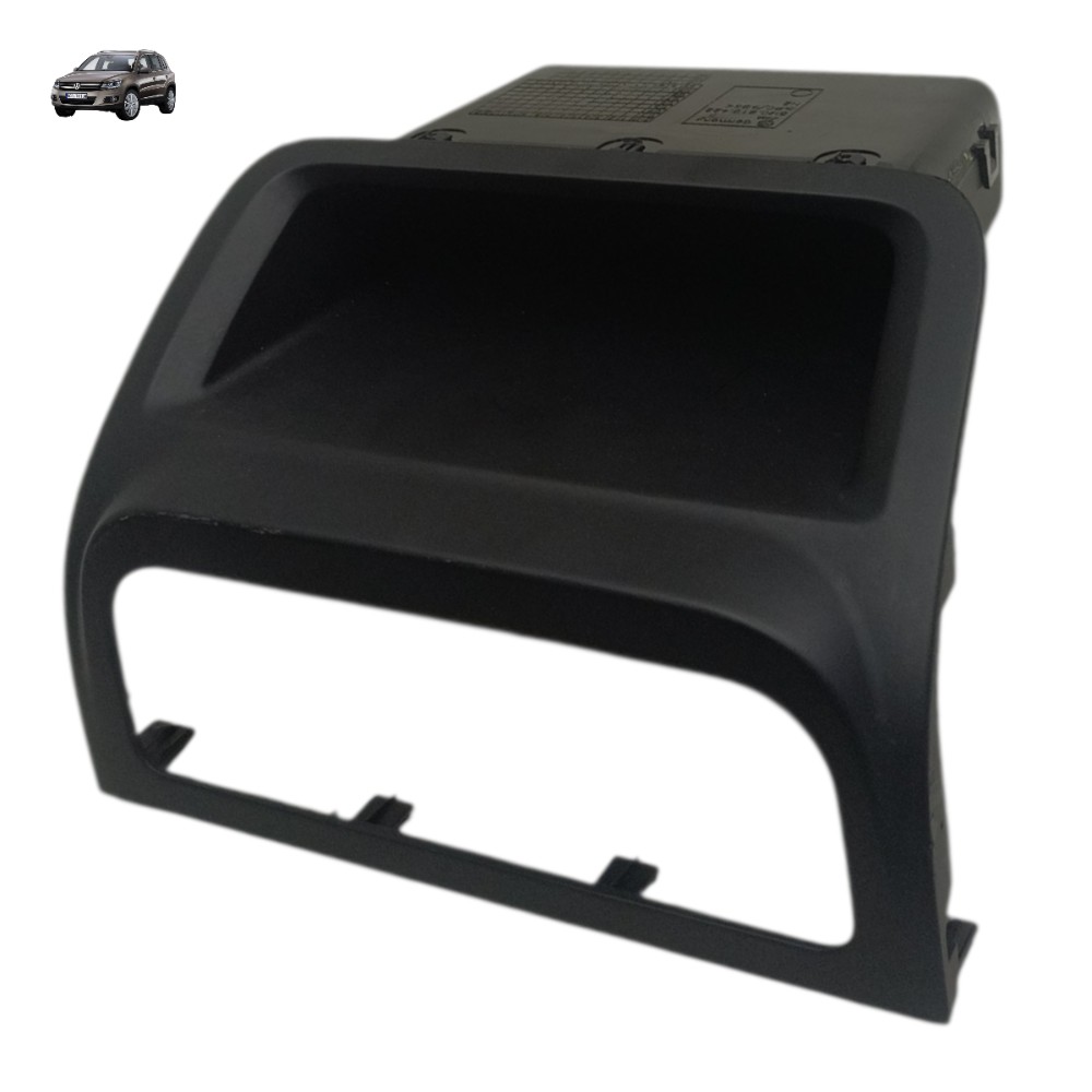 Moldura Comando Ar Porta Objeto Painel Vw Tiguan 2011 2012 Preto Moldado 1