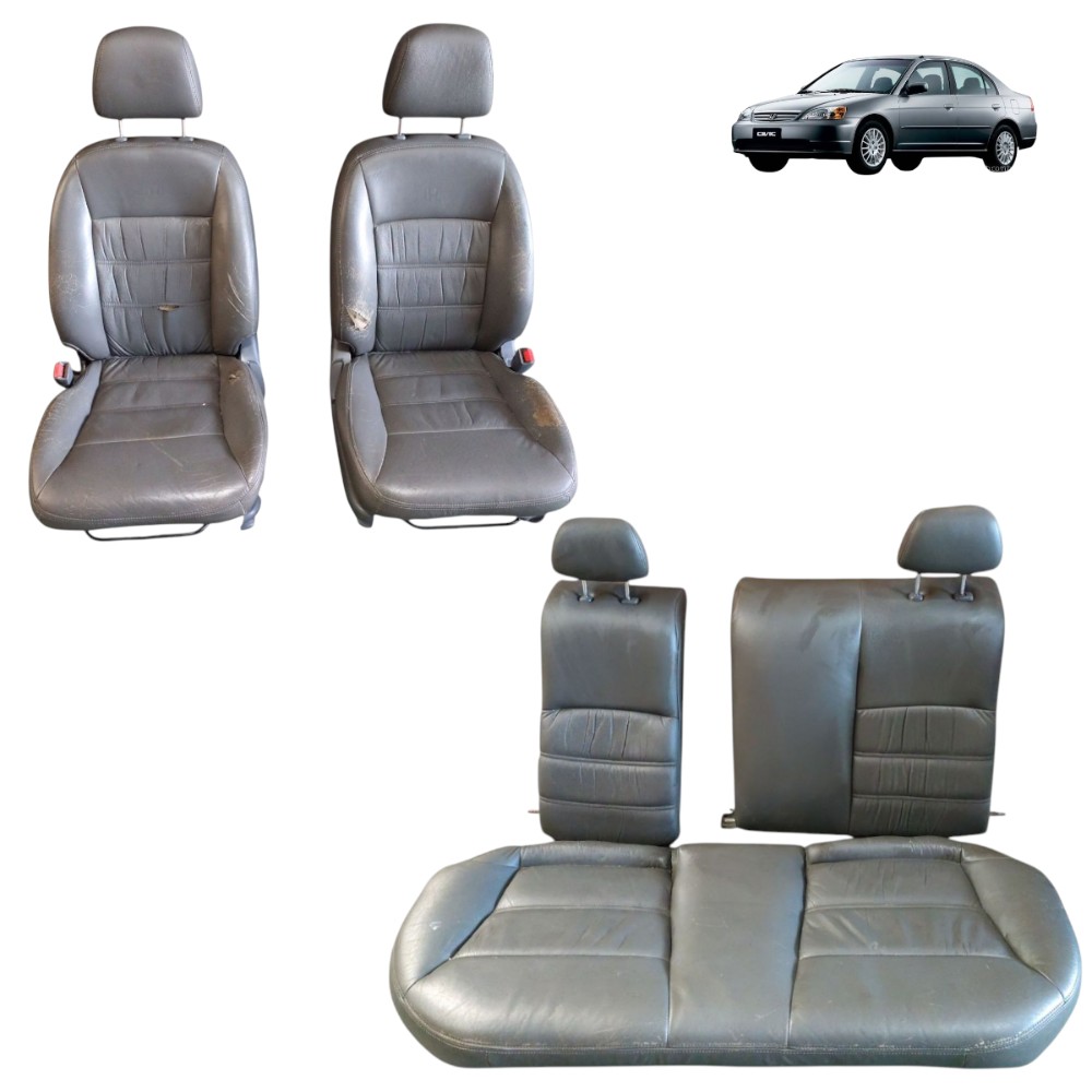Jogo Banco Couro Honda Civic G7 2001 2002 2003 2004 2005 Cinza 1