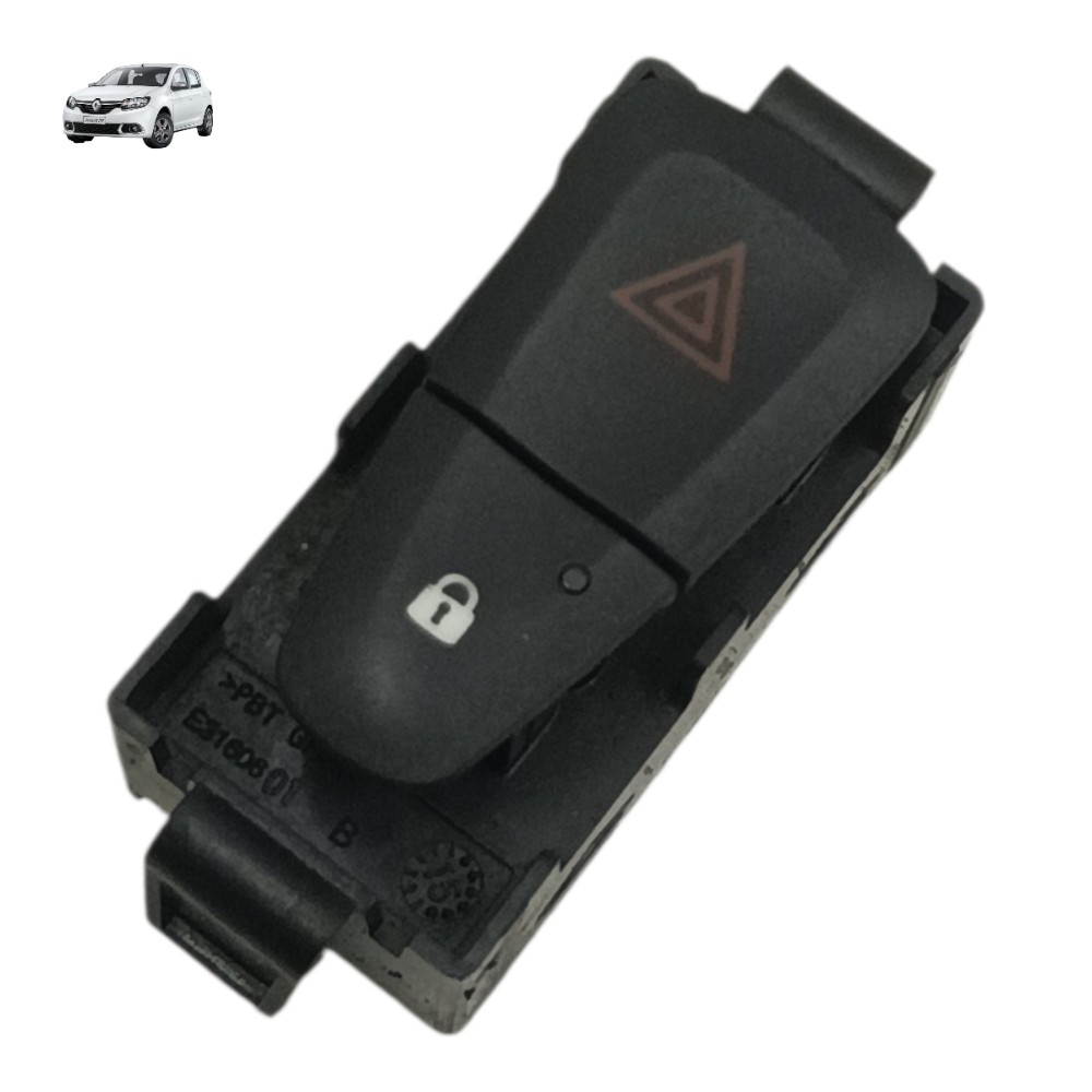 Botão Pisca Alerta Trava Porta Renault Sandero 2016 2017 Preto 1