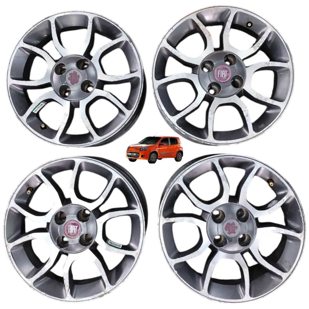 Jogo Roda Aro 15 4×98 Fiat Uno Sporting Palio Mobi Reformar Grafite 1