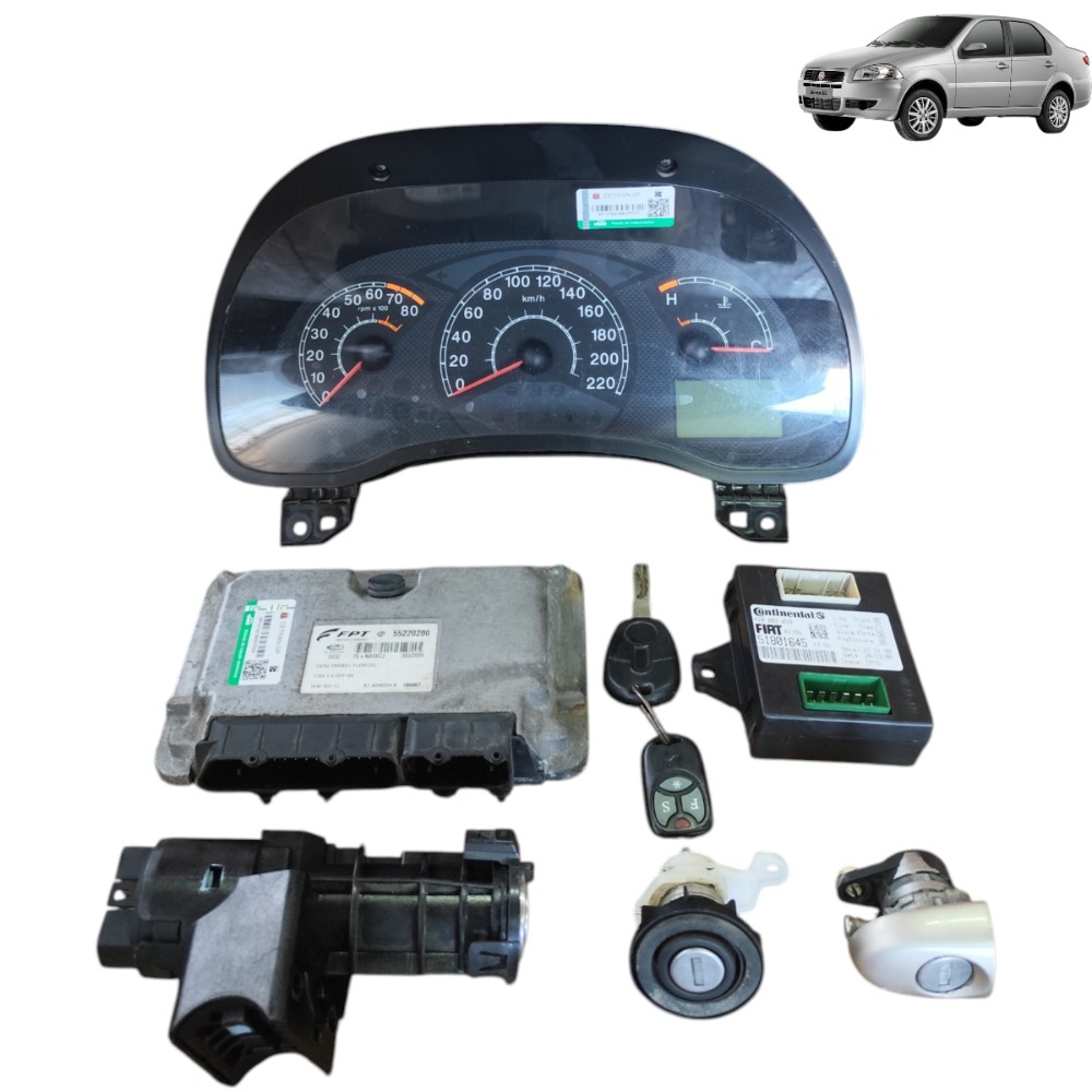 Kit Code Módulo Injeção Fiat Siena 1.0 8v Fire 2010 2011 1