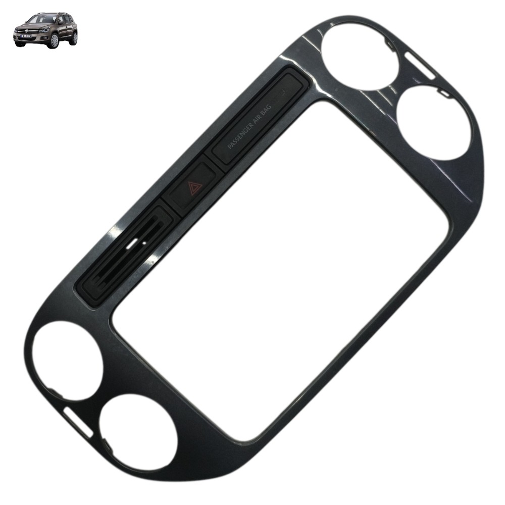 Moldura Central Painel Vw Tiguan 2011 2012 2013 Preto Moldado 1