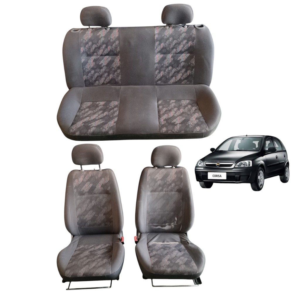 Jogo Banco Tecido Gm Corsa Hatch 2003 2004 2005 2006 Detalhe Cinza 1