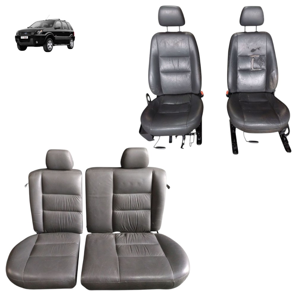 Jogo Banco Couro Ford Ecosport 2003 2004 2005 2006 2007 Cinza 1