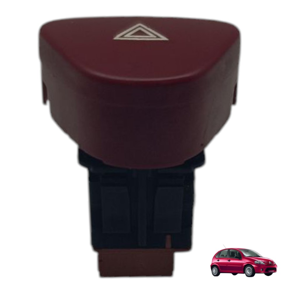Botão Pisca Alerta Citroen C3 2003 2004 2005 2006 2007 2008 Vermelho 1