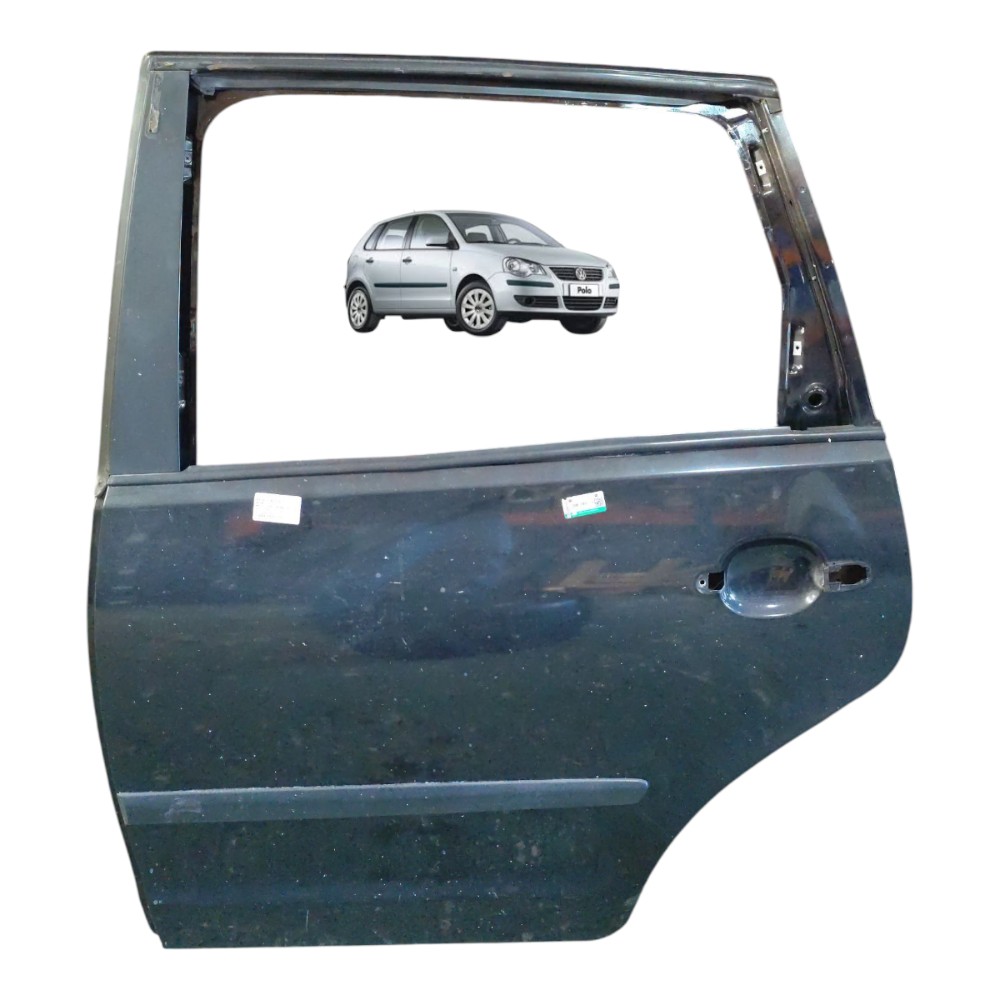 Porta Traseira Esquerda Vw Polo Hatch 2007 2008 2009 2010 12 Traseira Esquerdo Preto 1