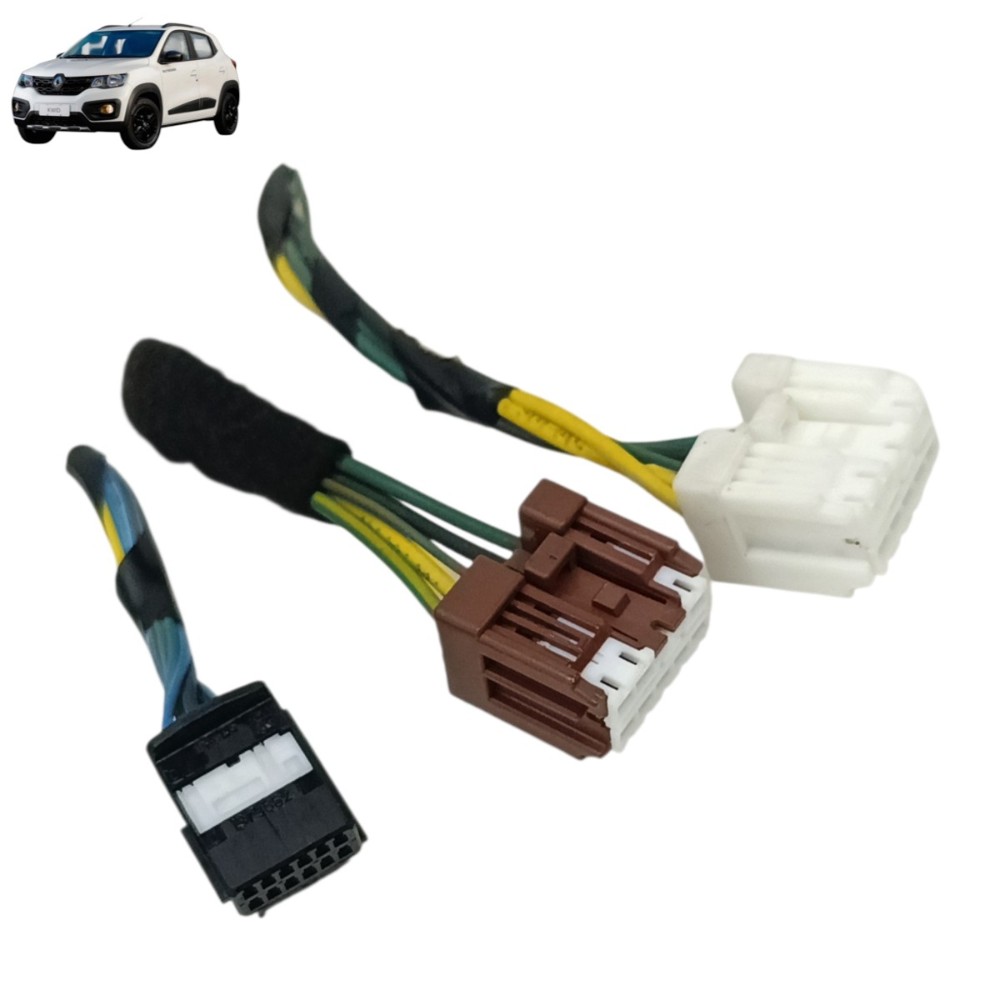 Kit Plug Conector Botão Pisca Alerta Trava Renault Kwid 2020 Multicolor fio E Conectores: Preto, Marrom, Branco