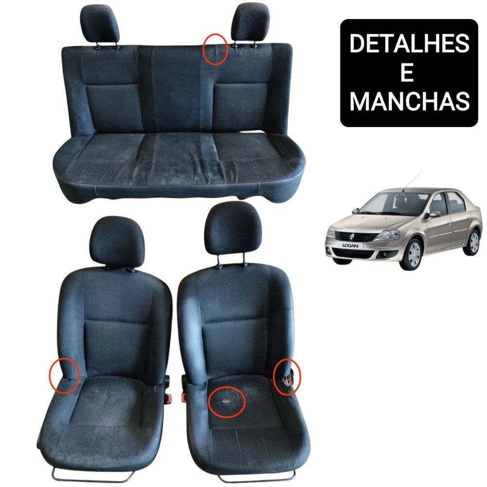 Jogo Banco Tecido Renault Logan 2008 2009 2010 2011 2012 013 Preto 1