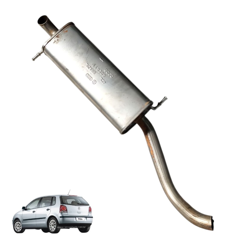 Escapamento abafador silencioso traseiro VW Polo Hatch 2008 1
