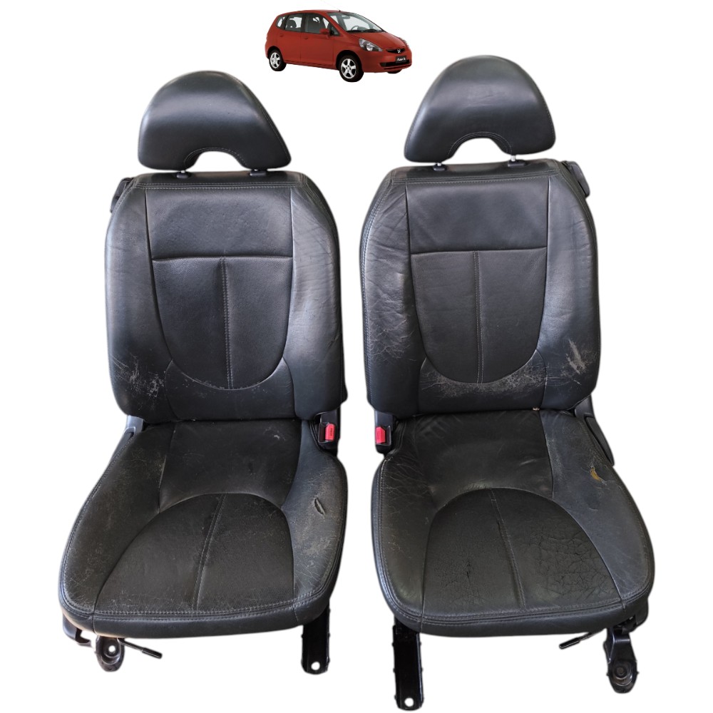 Par Banco Couro Dianteiro Honda Fit 2003 2004 2005 Detalhes Cinza-escuro 1