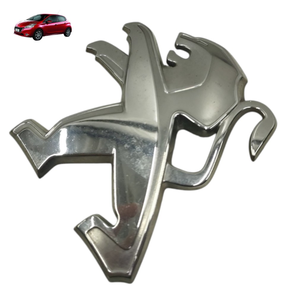 Emblema Dianteiro Peugeot 208 2014 2015 2016 2017 2018 2019 Prata 1