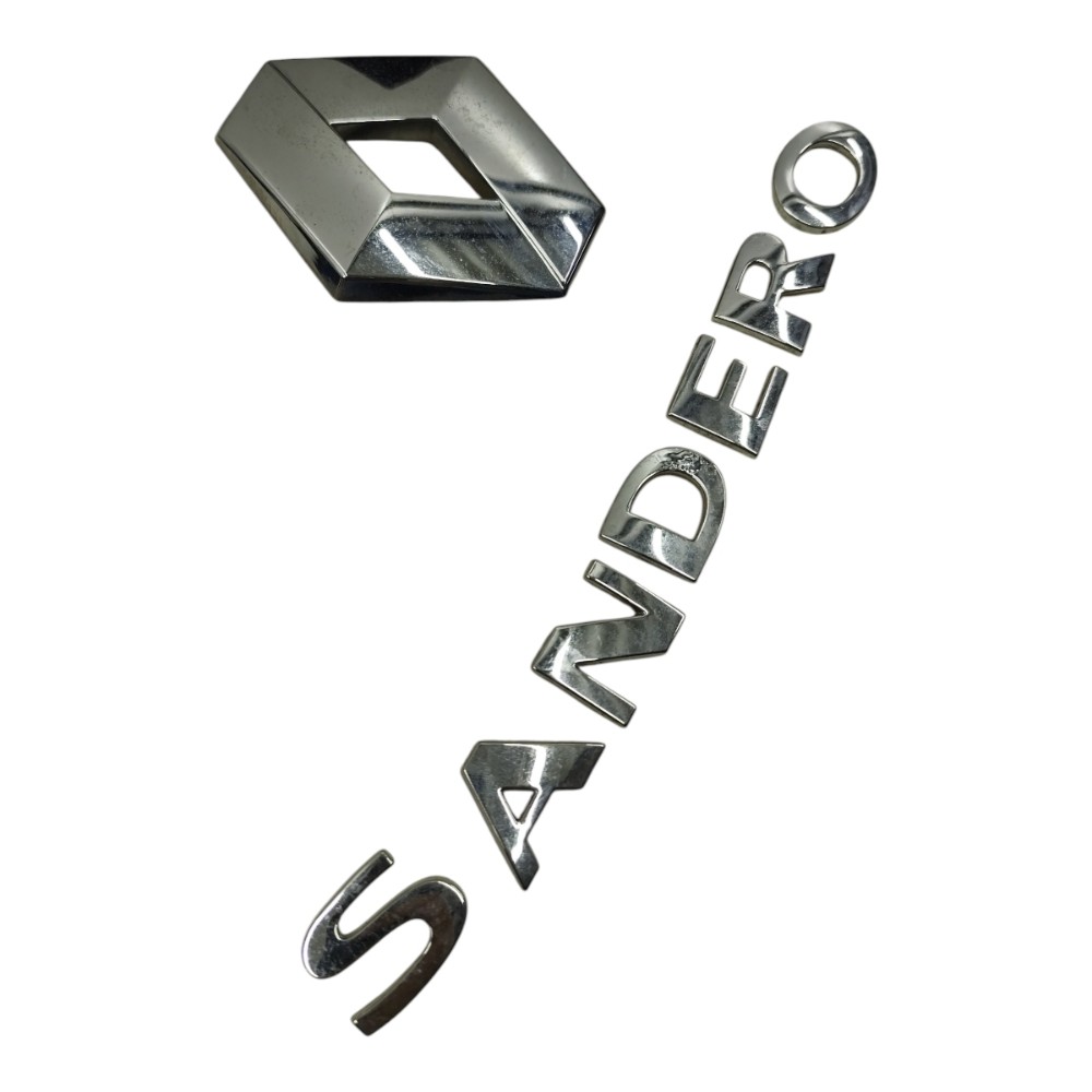 Emblema Nome Tampa Traseira Renault Sandero 2016 2017 2018 Prata 4