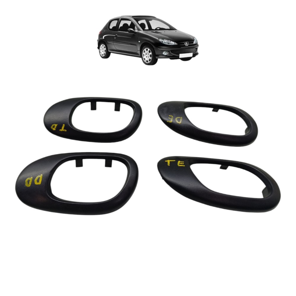 Jogo Moldura Maçaneta Interna Peugeot 206 2007 2008 2009 1