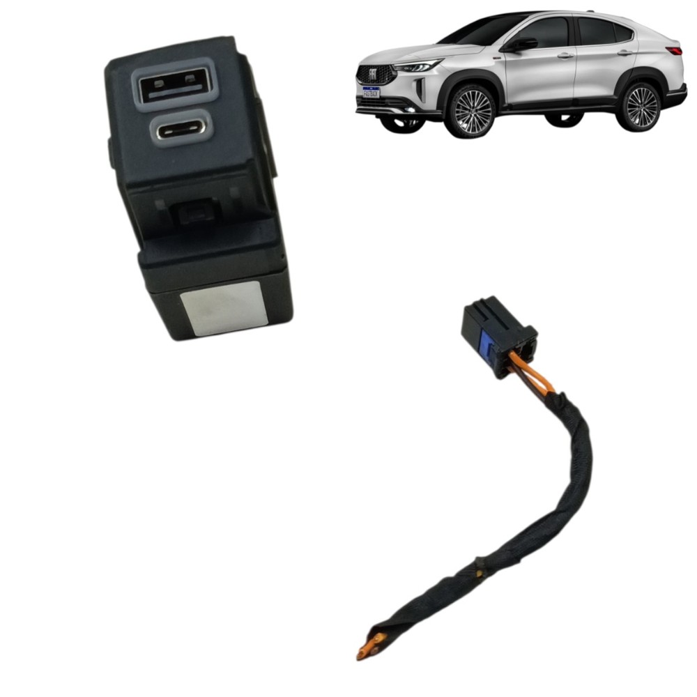 Entrada usb com conector fiat fastback 2022 2023 2024 2025