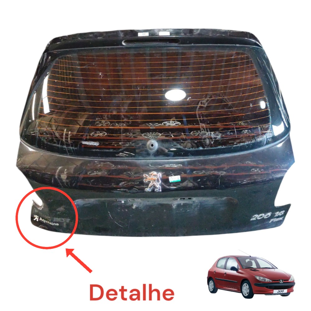 Tampa Traseira Peugeot 206 207 2006 2007 2008 2009 2010 2011 Preto 1