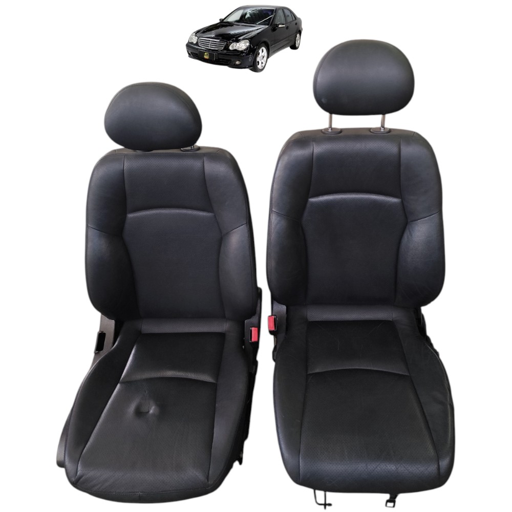 Par Banco Couro Dianteiro Mercedes C230 2003 2004 2005 2006 Preto 1