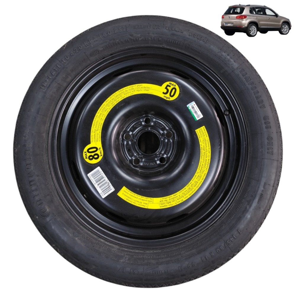Roda Estepe Fino Aro 18 5×112 Vw Tiguan 2011 2012 2013 2014 Preto 1