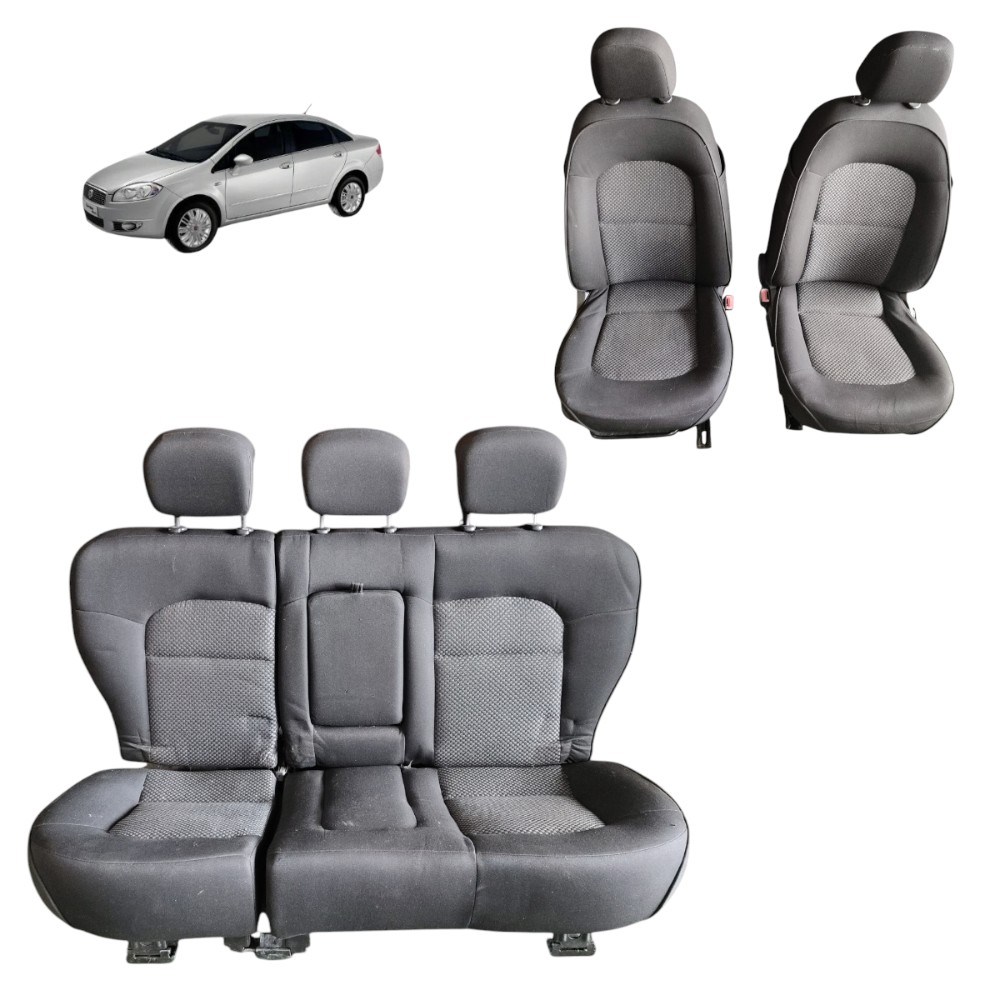 Jogo Banco Tecido Fiat Linea 2009 2010 2011 2012 2013 2014 Preto 1