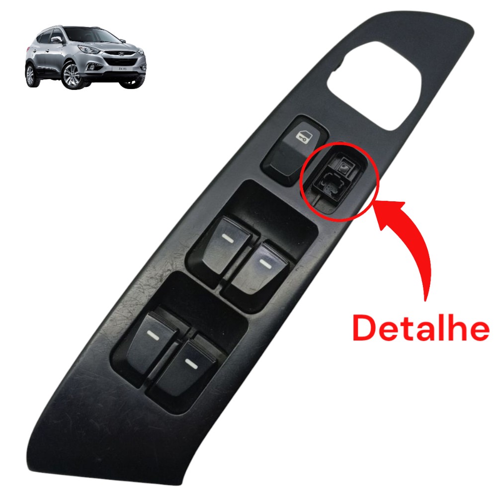 Botão Comando Vidro Com Detalhe Hyundai Ix35 2011 2012 2013 1