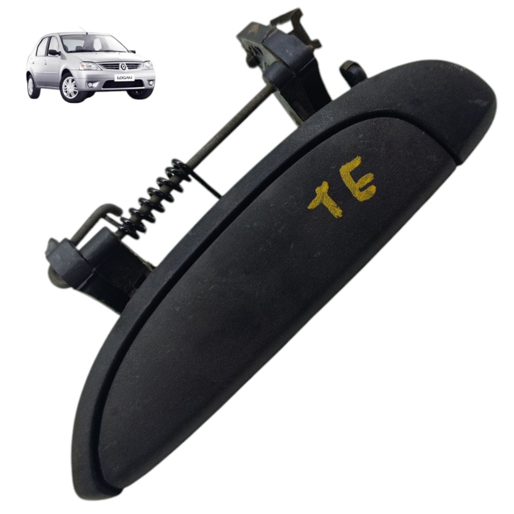 Maçaneta Externa Traseira Esquerda Renault Logan 2007 Á 2012 Preto Traseira 1