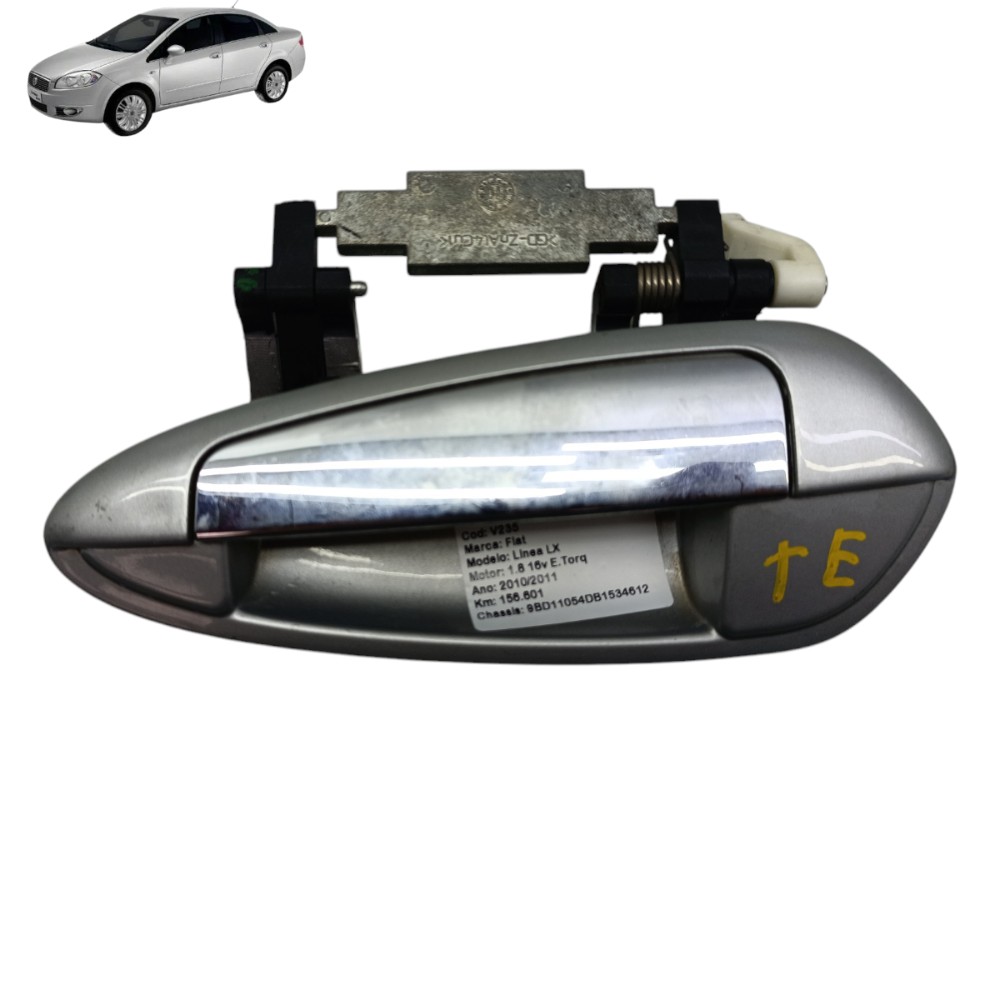 Maçaneta Externa Traseira Esquerda Fiat Linea 2009 2010 2011 Prata Traseira 1