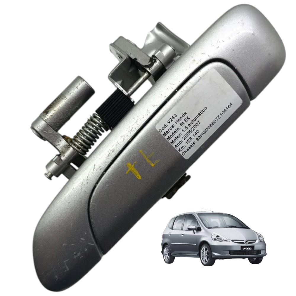 Maçaneta Externa Traseira Esquerda Honda Fit 2004 Á 2008 Prata Traseira 1