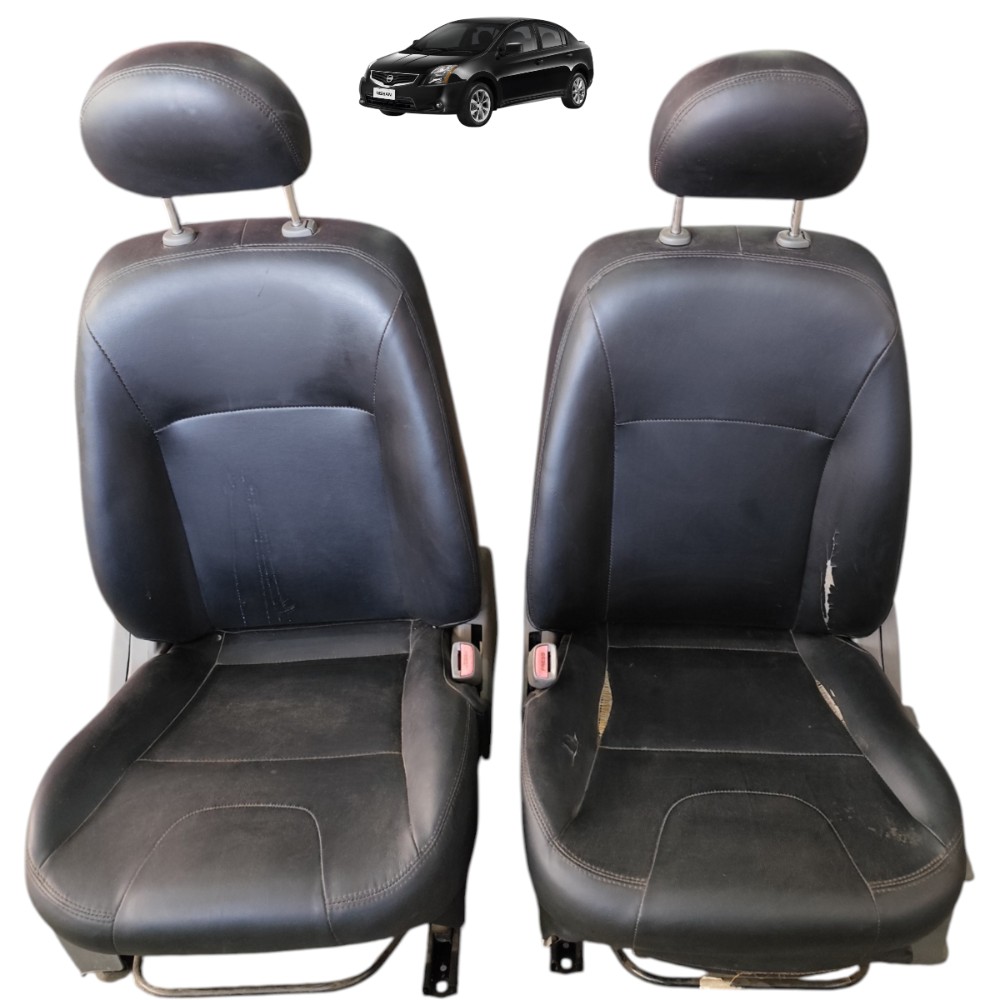 Par Banco Couro Dianteiro Nissan Sentra 2012 2011 10 Detalhe Preto 1