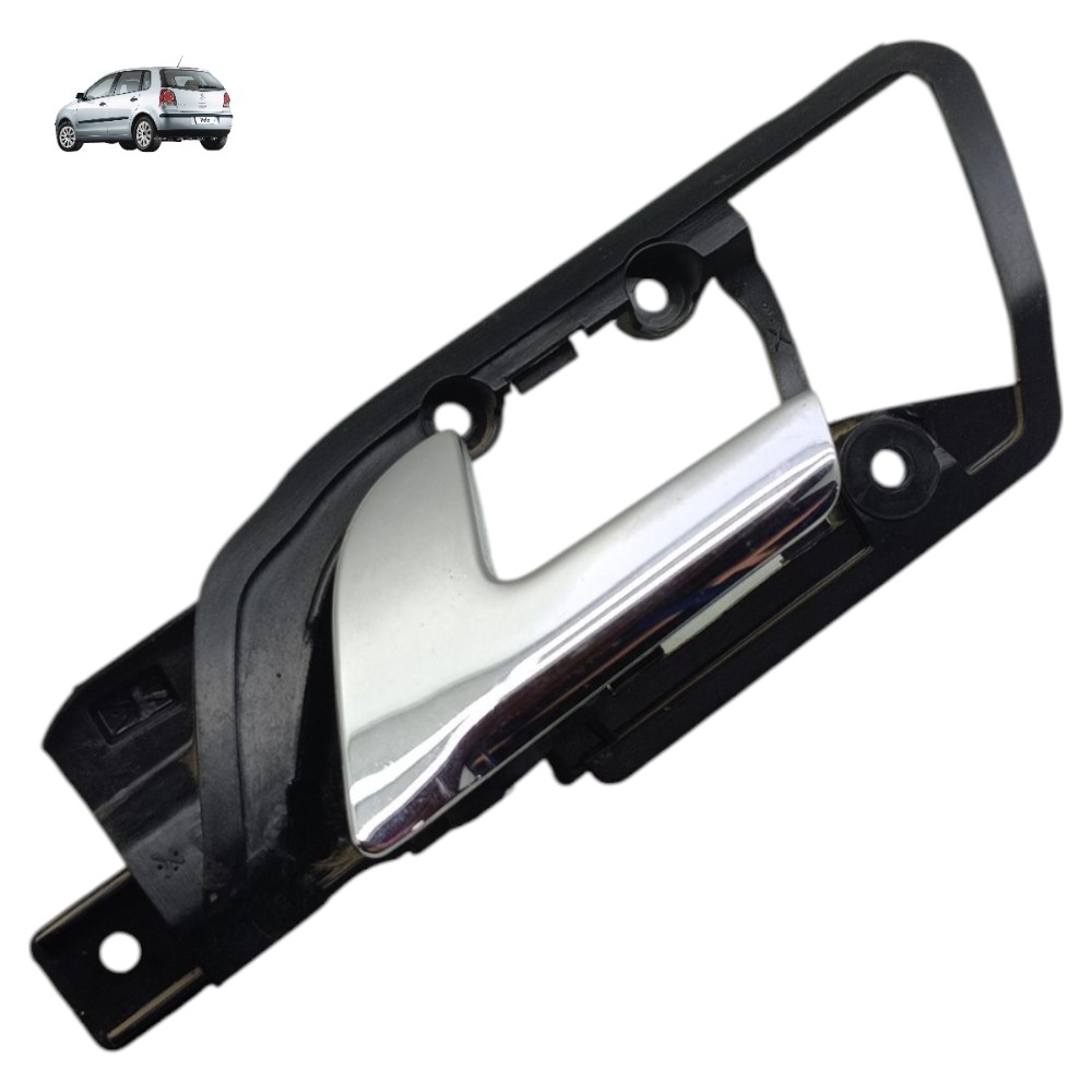 Maçaneta Interna Traseira Esquerda Vw Polo Hatch 2008 2009 Prateado Traseira 1