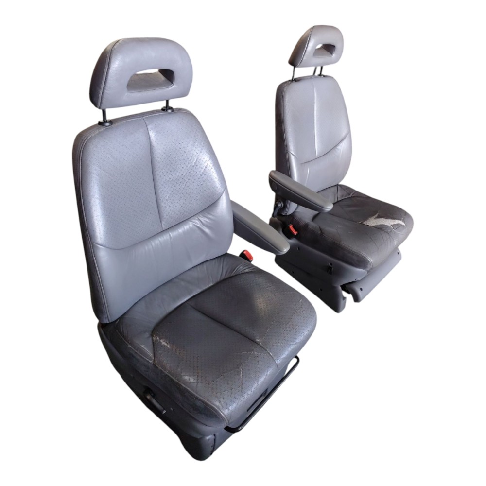 Par Banco Dianteiro Couro Chrysler Grand Caravan 2000 2001 Cinza 2