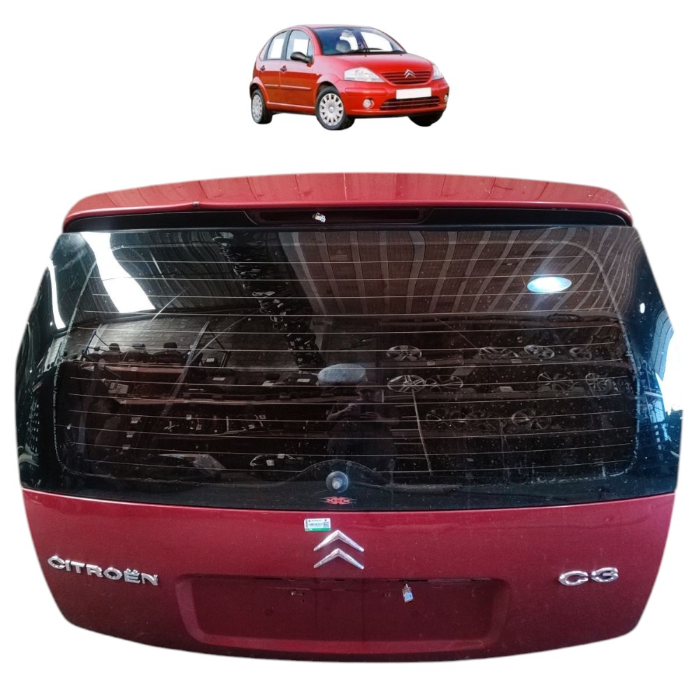 Tampa Traseira Citroen C3 2004 2005 2006 2007 2008 Detalhe  Vermelho 1