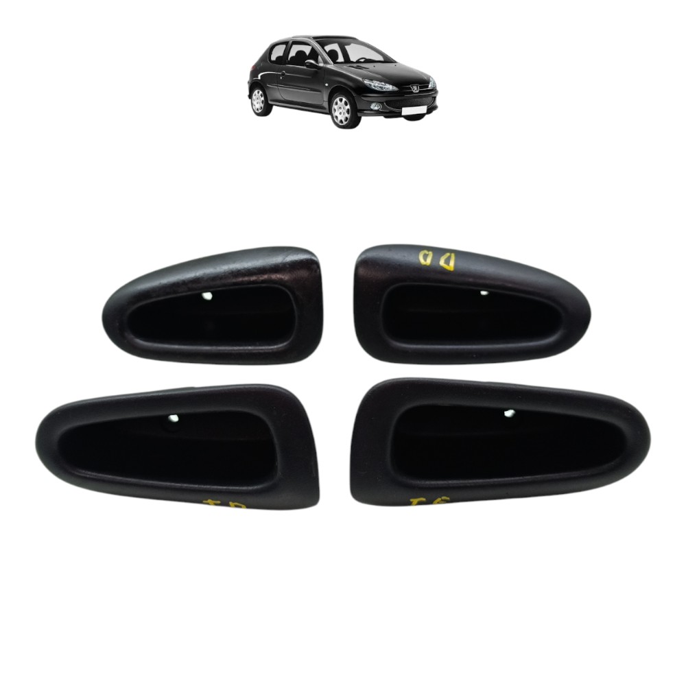Kit Puxador Interno Porta Peugeot 206 2007 2008 2009 2010 Preto Dianteira/traseira 1