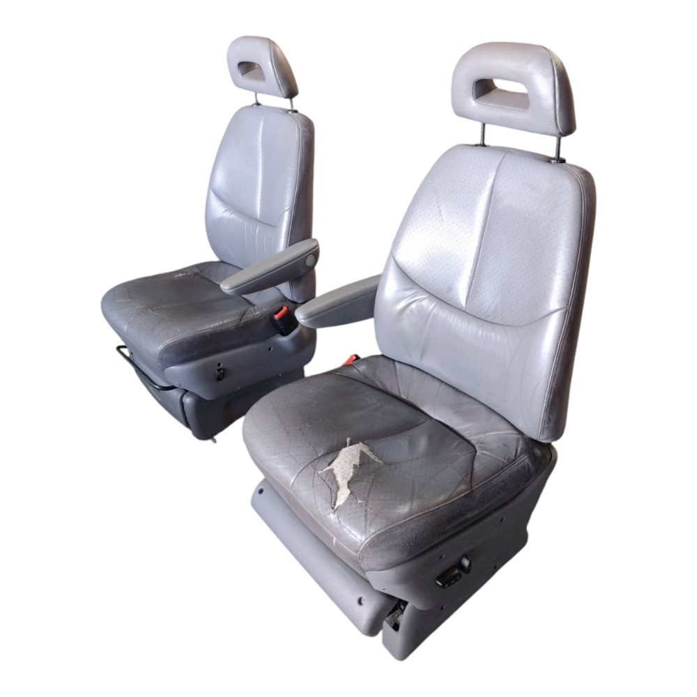 Par Banco Dianteiro Couro Chrysler Grand Caravan 2000 2001 Cinza 3