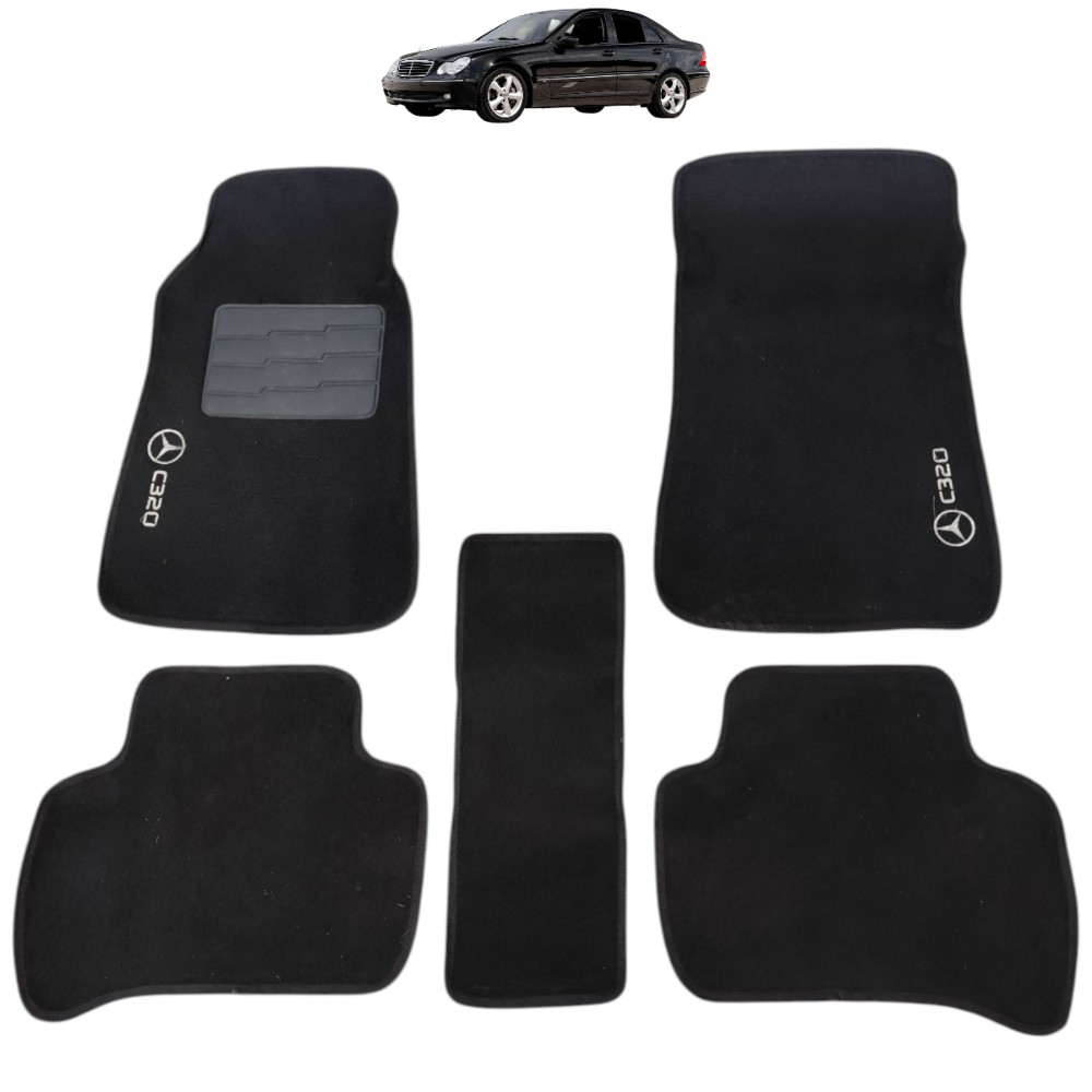 Jogo Tapete Carpete Mercedes C230 2003 2004 2005 2006 2007 Preto 1