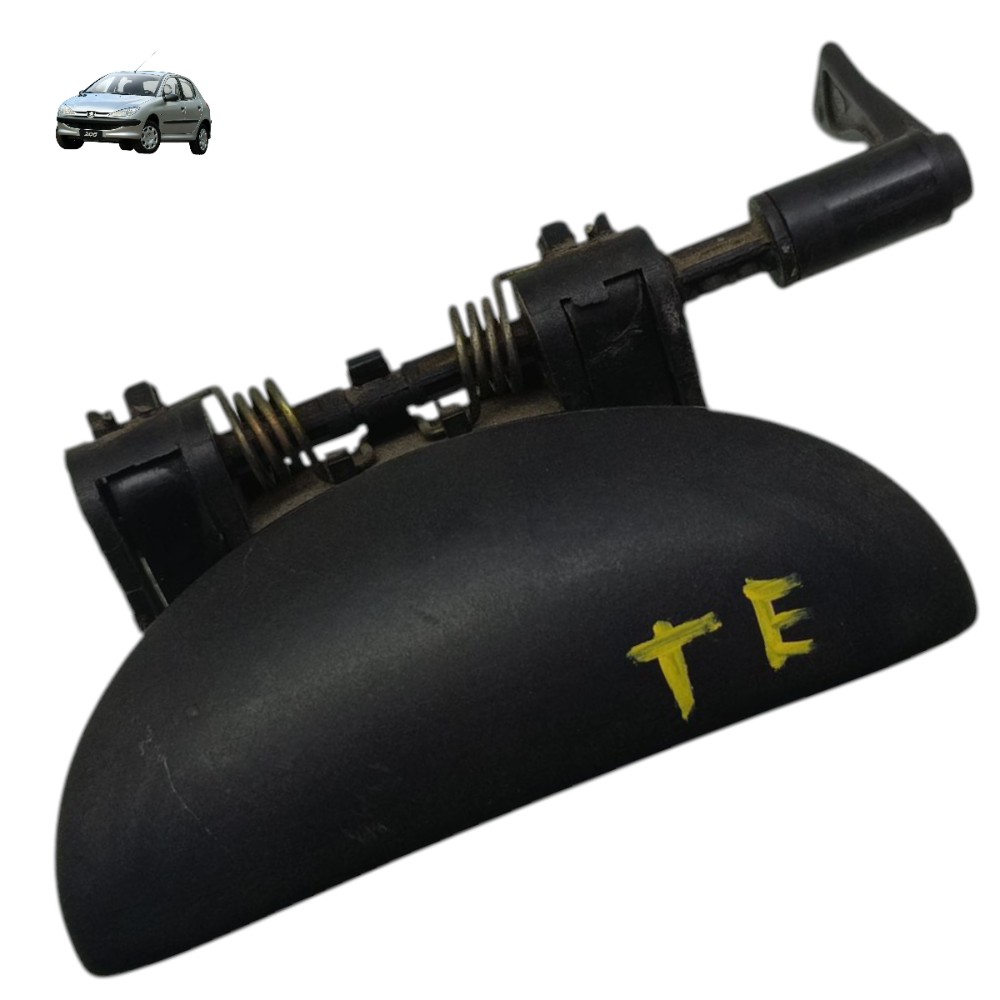 Maçaneta Externa Porta Traseira Esquerda Peugeot 206 2008 09 Preto Traseira 1