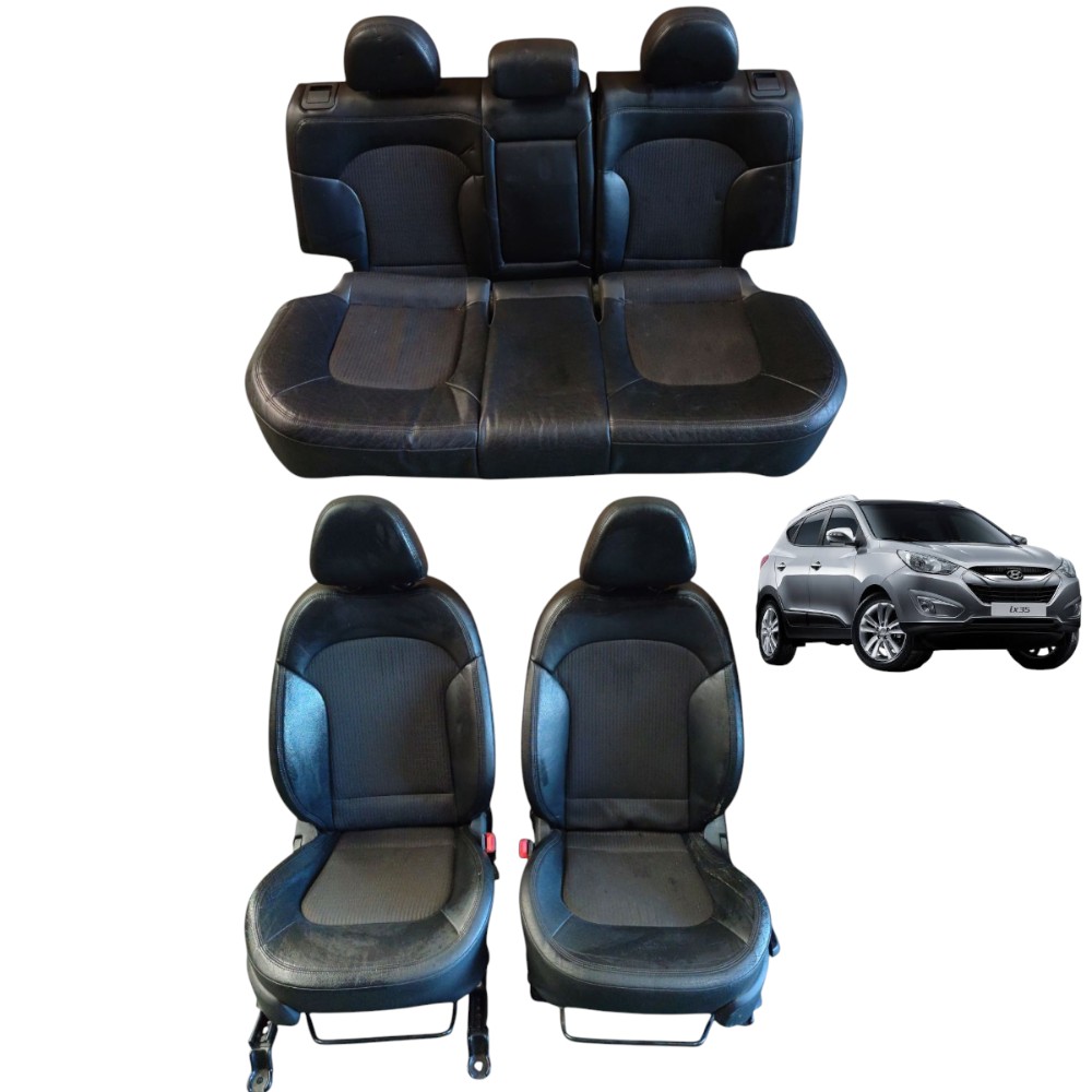 Jogo Banco Couro Hyundai Ix35 2011 2012 2013 2014 2015 2016 Preto 1