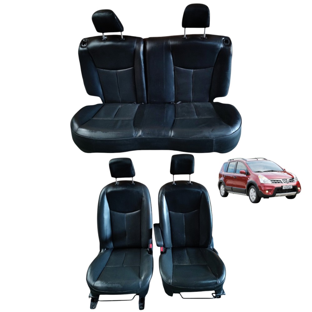 Jogo Banco Couro Nissan Livina Xgear 2010 2011 2012 2013 14 Preto 1
