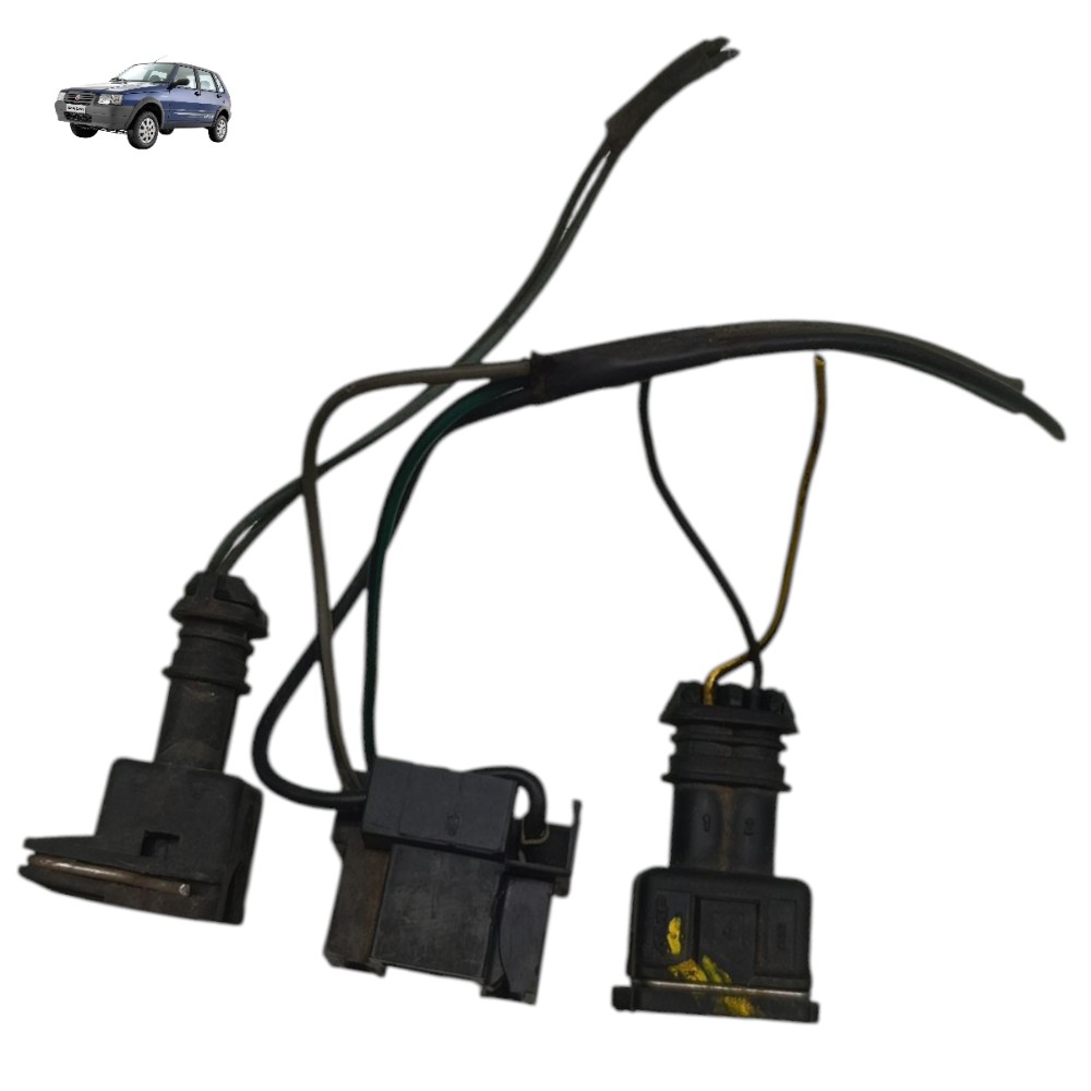 Jogo Plug Conector Farol Fiat Uno Mille 2007 2008 2009 2010 1