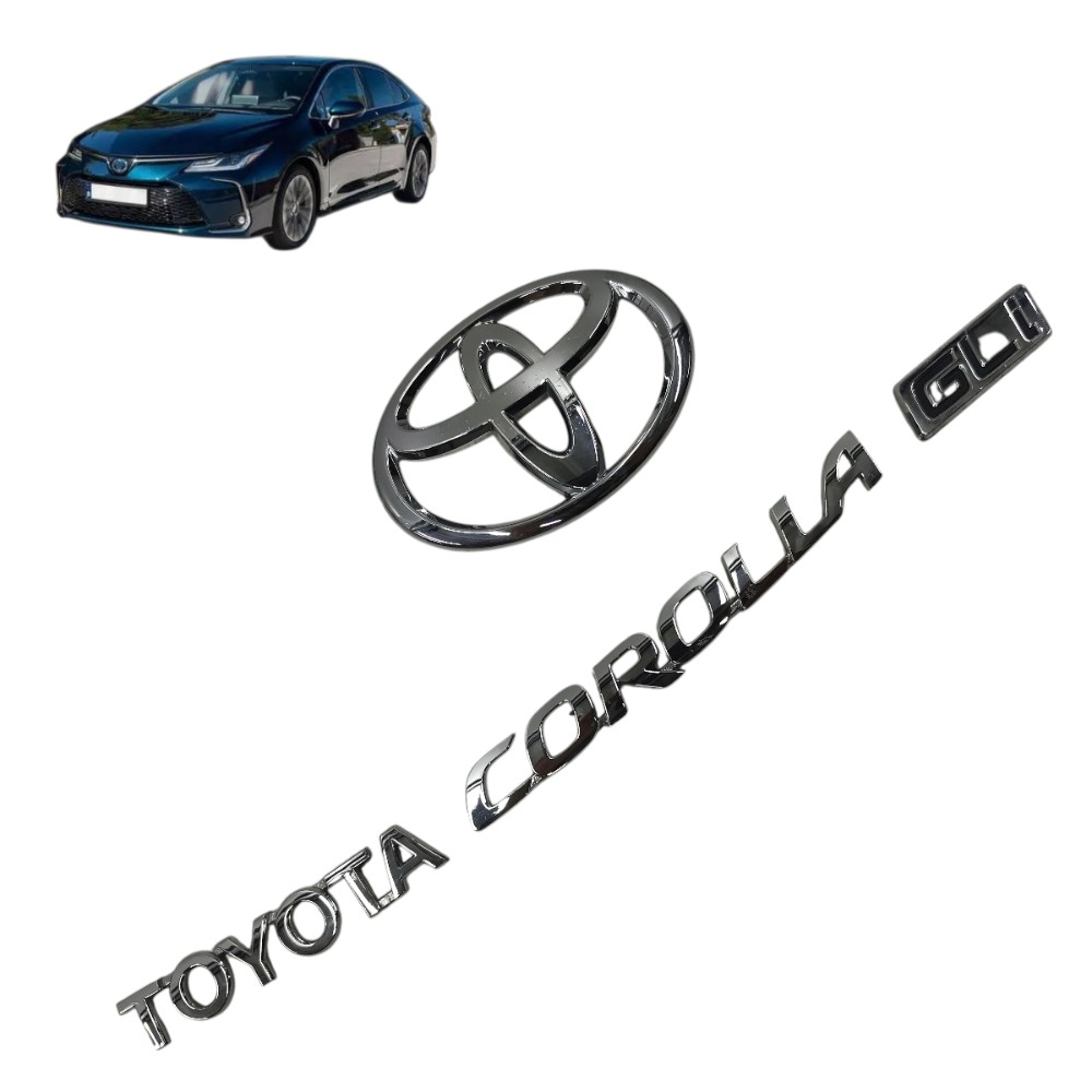Jogo Emblema Traseiro Toyota Corolla Gli 2015 2016 2017 2018 Prata 1
