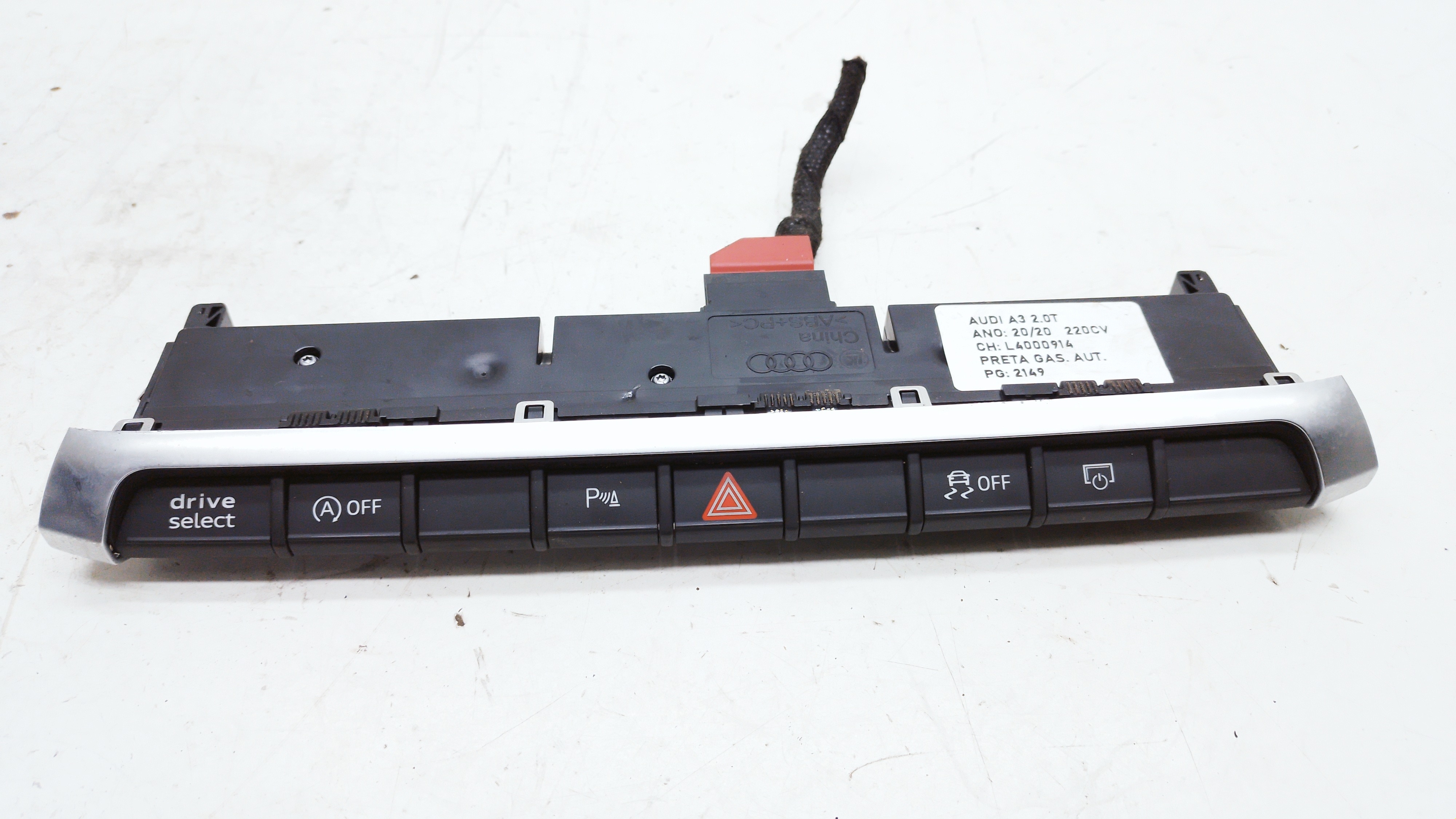 Comando Pisca Alerta Audi A3 2.0 Turbo 2020 Nº8v0925301pc Preto