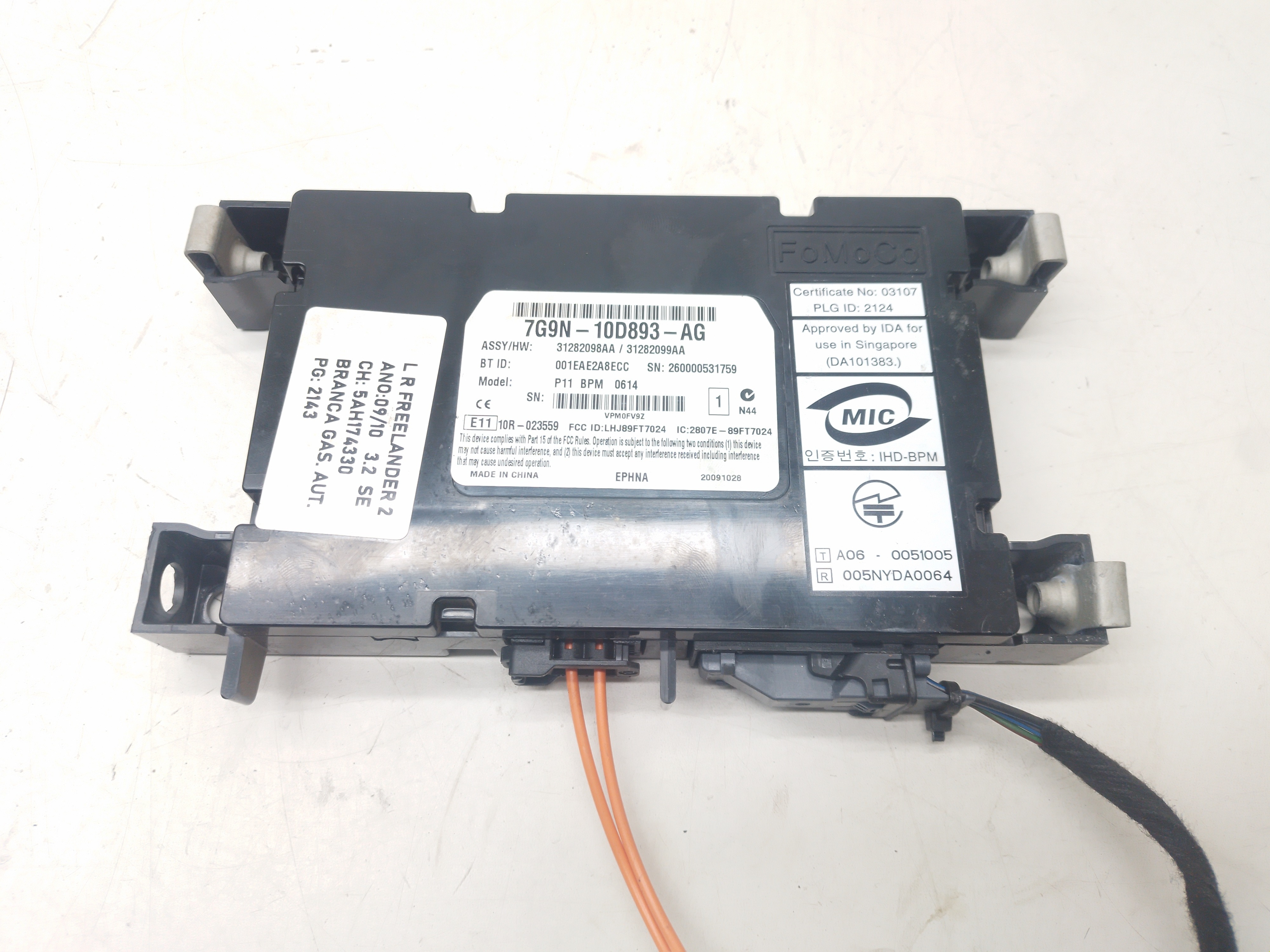 Módulo Bluetooth Freelander 2 3.2 2009 / 2010 N7g9n10d893