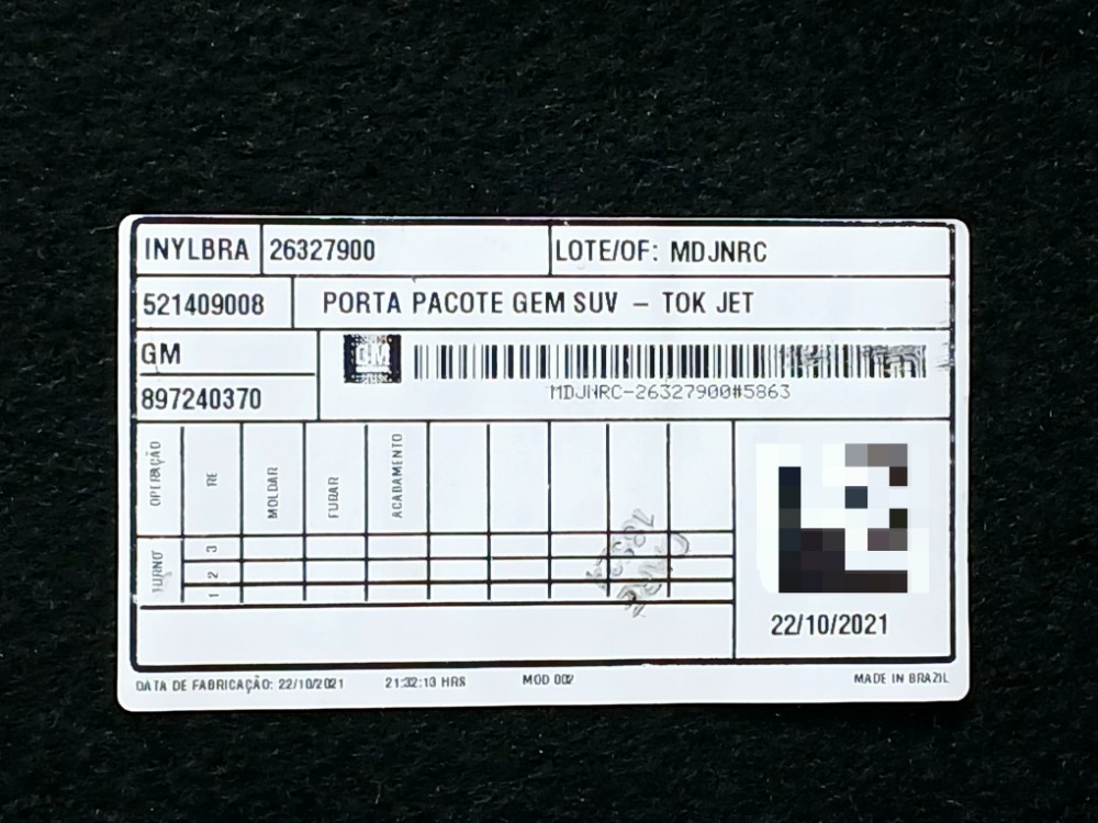 Tampão Porta Malas Gm Tracker 2020 2021 2022 2023 2024 2025 5