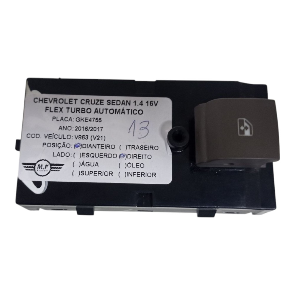 Botao Vidro Dianteiro Direito Chevrolet Cruze Ltz 2017 1